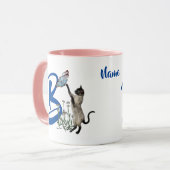 シャム猫モノグラムイニシャルB 名前入り マグカップ (正面左)