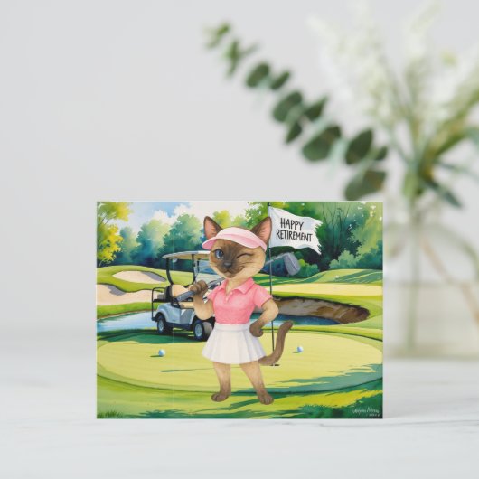 シャム猫好きのためのゴルフ引退 ポストカード (スタンド正面)