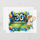 シャム猫好きのためのテニス30歳誕生日 ポストカード (正面/裏面)
