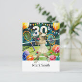 シャム猫好きのためのテニス 30歳誕生日パーティー ポストカード (スタンド正面)