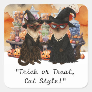 シャム猫好きのためのハロウィンパーティー スクエアシール