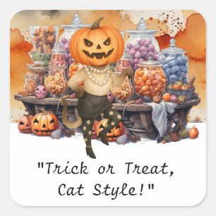 シャム猫好きのためのハロウィンパーティー スクエアシール