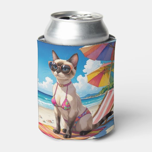シャム猫好きのためのビーチテーマ 缶クーラー (缶正面)