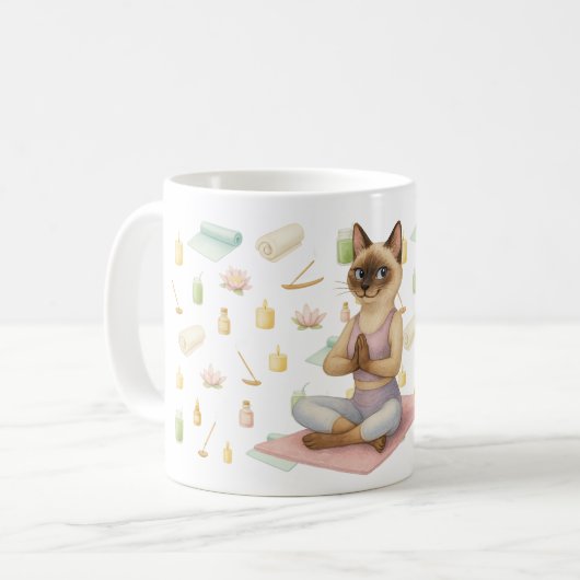シャム猫好きのためのヨガのポーズ コーヒーマグカップ (正面左)