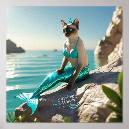 シャム猫好きのための猫の人魚のポスター ポスター (正面)