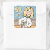 シャム猫好きハッピーベテリアンステッカー スクエアシール (バッグ)