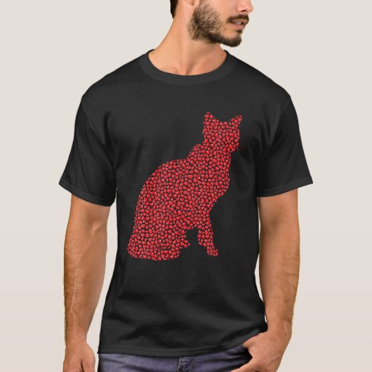 シャム猫好きハートシェイプシャム猫バレンティン Tシャツ (正面)