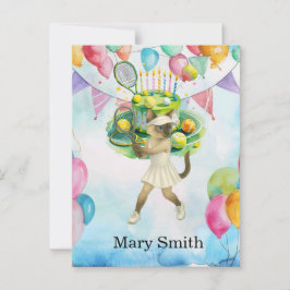 シャム猫愛好家のためのテニス誕生日テーマ ポストカード