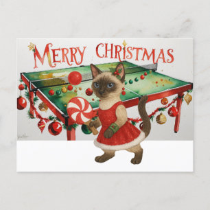 シャム猫愛好家のためのピンポン・クリスマス シーズンポストカード