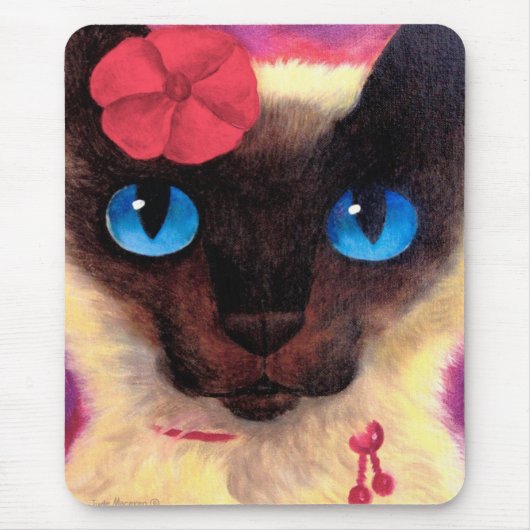 シャム猫数々のなネコ科ペット絵画- マウスパッド (正面)