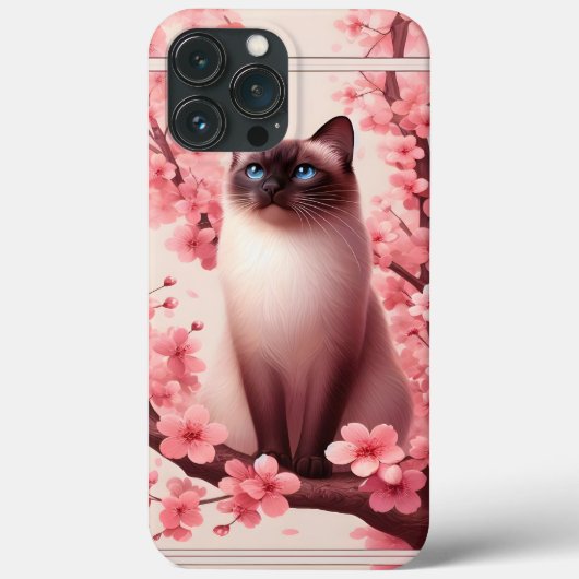 シャム猫日本のさくらんぼ花桃色 Case-Mate iPhoneケース (裏面)