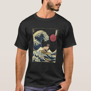 シャム猫日本の神奈川ウェーブサおもしろいーフアニメーション Tシャツ