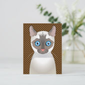 シャム猫漫画（白） ポストカード (スタンド正面)