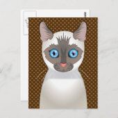 シャム猫漫画（白） ポストカード (正面/裏面)