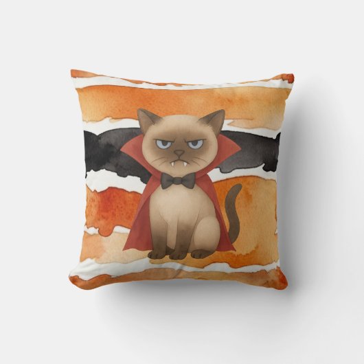 シャム猫猫好きハロウィーンをテーマ クッション (正面)