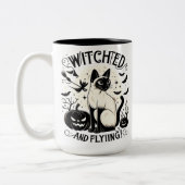 シャム猫魔法：機知に富んだ無料 ツートーンマグカップ (左)