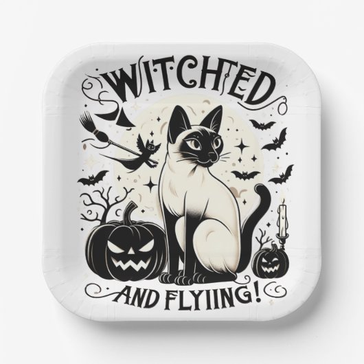 シャム猫魔法：機知に富んだ無料 ペーパープレート (正面)
