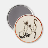 シャム猫2匹 マグネット (正面/裏面)