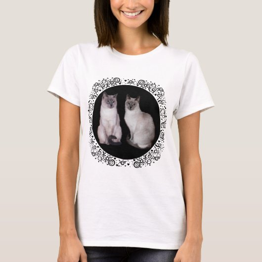 シャム猫2匹 Tシャツ (正面)