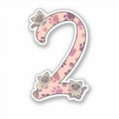 シャム猫2誕生日猫子供へステッカー シール (正面)