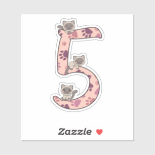 シャム猫5誕生日猫子供へステッカー シール