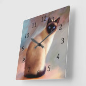 シャム猫613 スクエア壁時計 (傾斜)