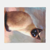 シャム猫613 フリースブランケット (正面(横))