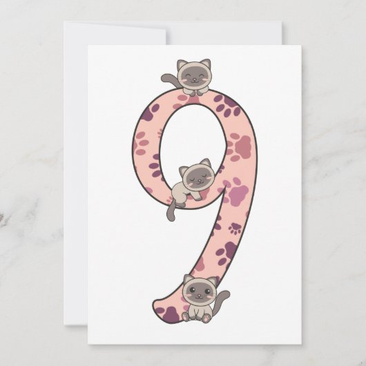 シャム猫9誕生日子供へ猫の募集 招待状 (正面)