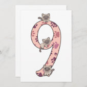 シャム猫9誕生日子供へ猫の募集 招待状 (正面/裏面)