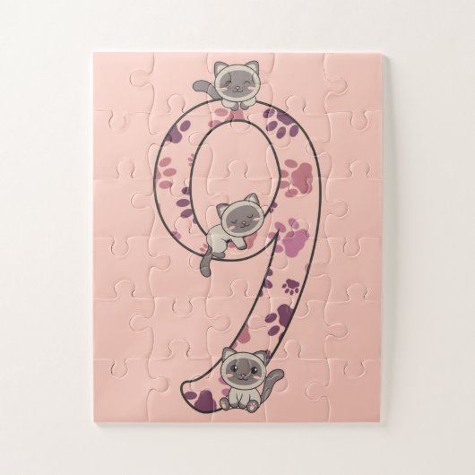 シャム猫9誕生日子供へ猫ジグソープ ジグソーパズル (縦)