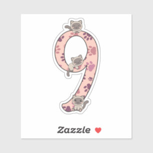 シャム猫9誕生日子供へ猫ステッカー シール