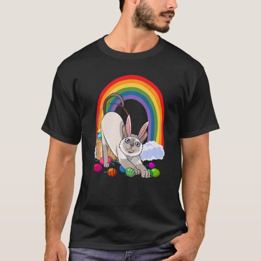 シャム猫 イースターエッグ うさぎ Tシャツ (正面)