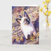 "シャム猫"カード カード (黄色い花)