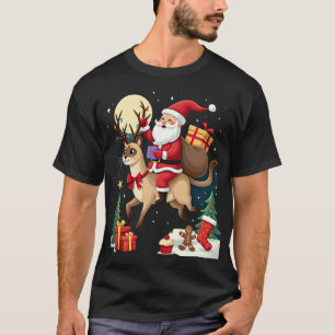 シャム猫 クリスマスツリー サンタとトナカイ Tシャツ L