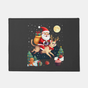 シャム猫 クリスマスツリー サンタとトナカイ Tシャツ L ドアマット