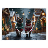 シャム猫 クリスマス スノー ホリデー ラージペーパーバッグ (裏面)