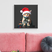 シャム猫 クリスマス Vネック キャンバスプリント (インサイチュ (リビング))