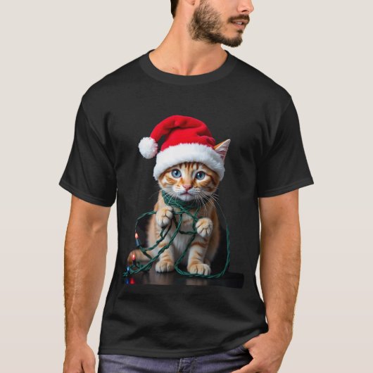 シャム猫 クリスマス Vネック Tシャツ (正面)