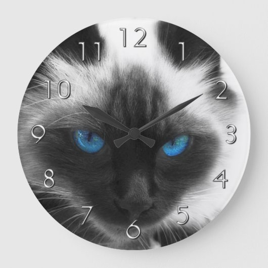 シャム猫 ラージ壁時計 (正面)