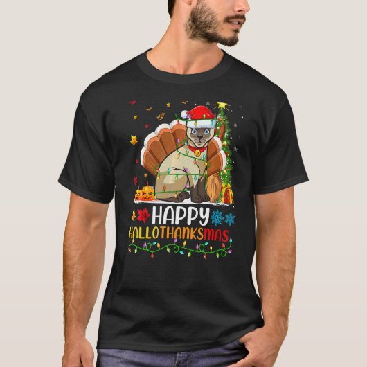 シャム猫 動物 シャム猫 hellothanksmas tシャツ (正面)