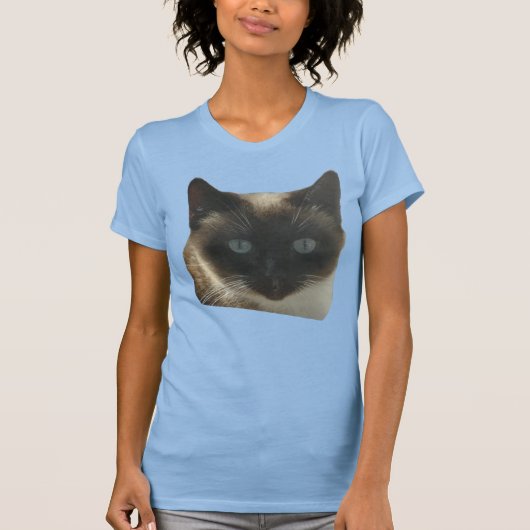 シャム猫(明るいブルーの目Tシャツ) Tシャツ (正面)