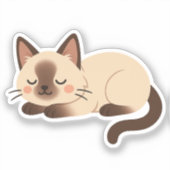 シャム猫 - 眠るブラウンとクリーム色の可愛い子猫 シール (正面)