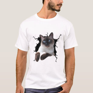 シャム猫。裂き布、子猫 Tシャツ
