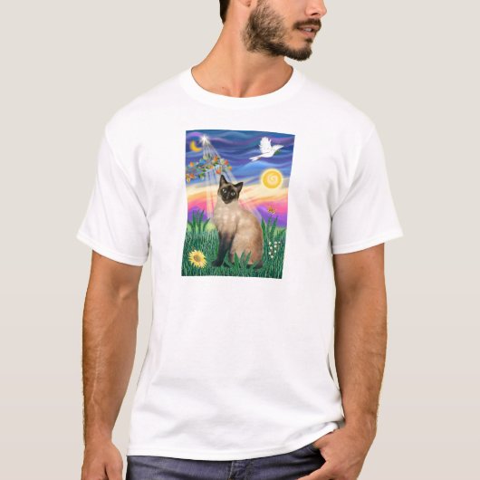 シャム猫 - 黄昏 Tシャツ (正面)