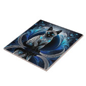 シャム猫、黒青、白抽象芸術 タイル (側面)