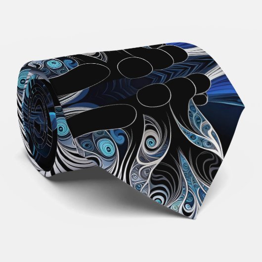 シャム猫、黒青、白抽象芸術 ネクタイ (ロール)