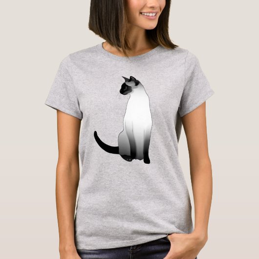 シャム猫（黒・白・灰色） Tシャツ (正面)
