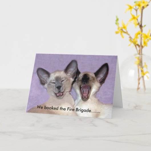 シャム笑うこと カード (黄色い花)