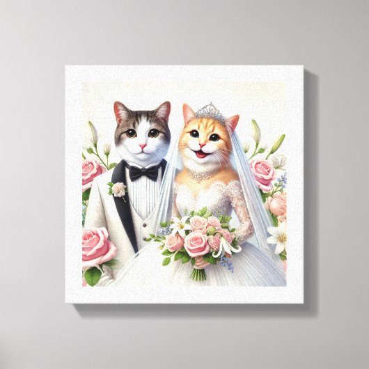 シャム結婚猫のカップル キャンバスプリント (正面)