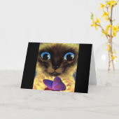 シャム絵画ネコと蝶 – 数々の カード (黄色い花)